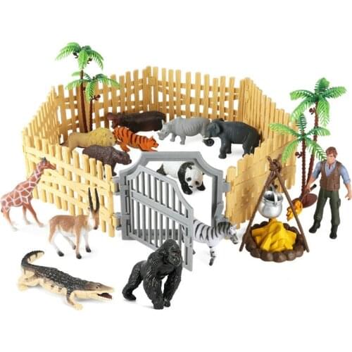 Plastic Solid Wildlife Model Fence Action Figure Farm Animals Figures Toy Set Kids Toys for Boys 3+ Years Old