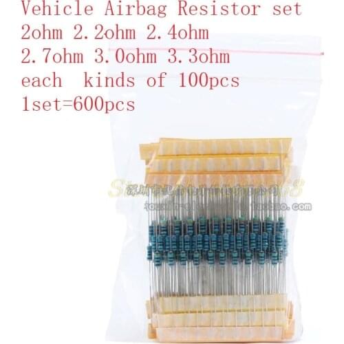 Resistor set for Vehicle Airbag Repairing 2ohm 2.2ohm 2.4ohm 2.7ohm 3.0ohm 3.3ohm 600 pieces of resistor