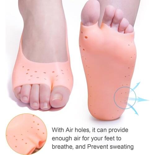 2pcs Silicone Insole Gel Sock Foot Care Tool Feet Protector Pain Relief Crack Prevention Moisturizing Dead Skin Removal Sock