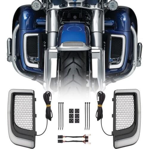 LED Fairing Lower Grills For Harley Touring Electra Road Glide Ultra Limited 14-20 Motorcycle Trim W/Running Turn Signal Lights