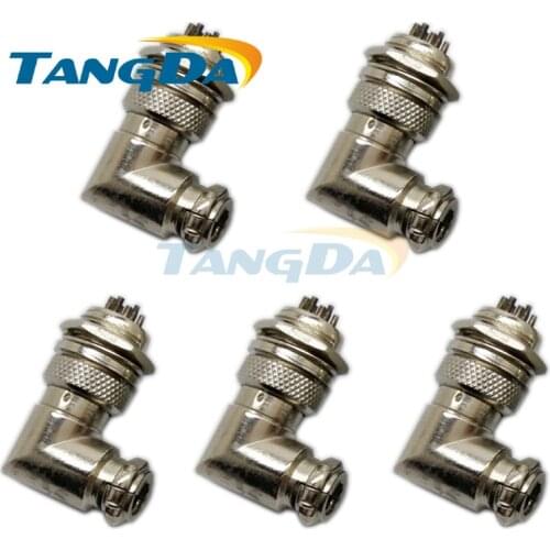 Tangda 5pcs Aviation Plug Male+Female 90 degree Connector 16mm 9Pin 9P GX16 elbow 16mm M16 9 core right angle