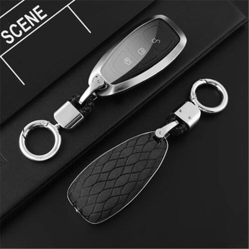 Zinc Alloy Suede Leather Car Smart Key Case Cover Holder For Ford Fiesta Focus mk3 mk4 Mondeo Ecosport Kuga Focus ST Accessories
