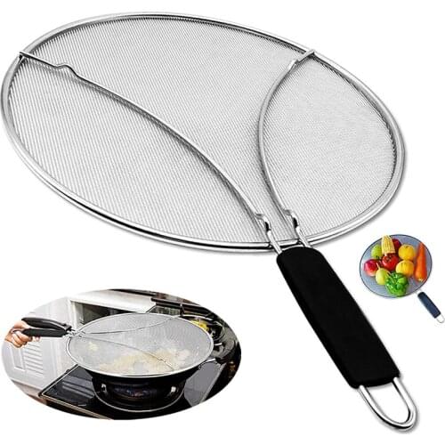 Grease Splatter Guard Splatter Screen for Frying Pan Stainless Steel Mesh Kitchen Hot Oil Splash Protect Cover Iron Skillet Lid