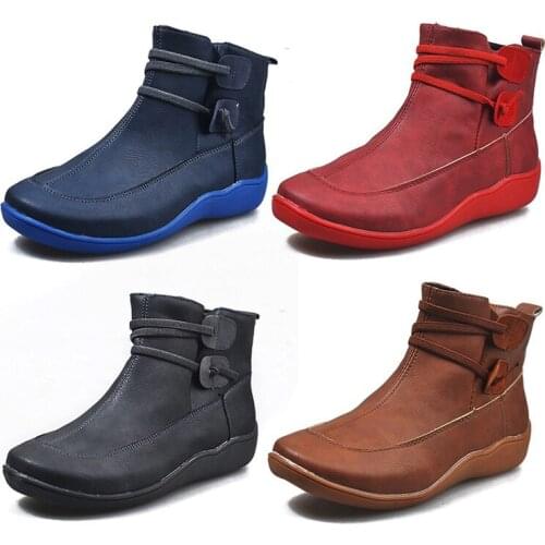 Women Shoes Ankle Boots Suede Leather Women Flat Platform Short Boots Ladies Shoes Fashion Autumn Winter Boots -B5