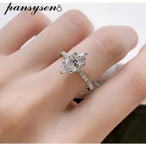 PANSYSEN 100% 925 Sterling Silver 6x12MM Mariquesa Cut Created Moissanite diamond Wedding Engagement Ring Fine Jewelry Wholesale