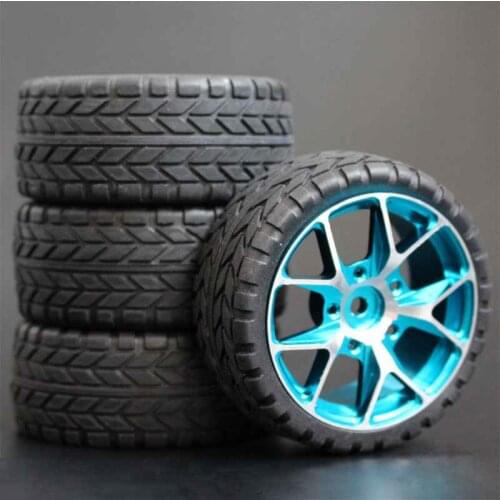 1Set 4Pcs HSP HPI Racing Tires Tyre Metal Wheel Rim 4Pcs For RC 1/10 On-Road Car HSP 94123/94103/94122 D4/D3 FW06 5Y-B