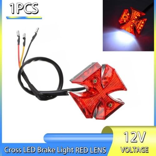 Motorcycle Cross LED Rear Tail Brake License Plate Light Lamp Chrome ABS Surround With Red lens For Moto Quad ATV Accessories