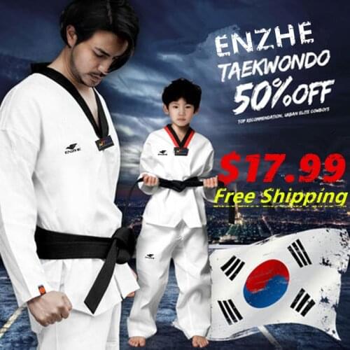 100%cotton Taekwondo dobok Uniform adult Kids Comfortable Gym Karate dobok WTF approved TKD Uniform good fabric