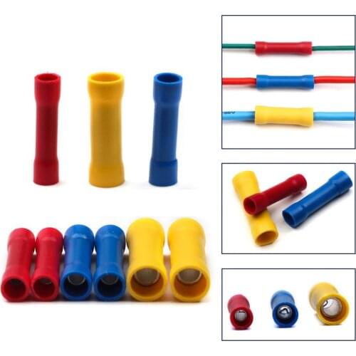 100pcs BV1.25 BV2.5 BV5.5 Insulated Crimp Terminals Connectors Seal Butt Electrical Wire Cable Crimping Terminal Assortment Kit