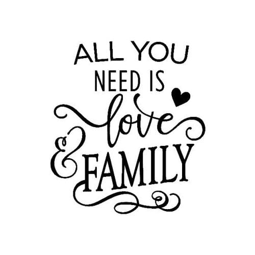 14.2CM*15.7CM ALL YOU NEED IS LOVE AND FAMILY VINYL CAR STICKER DECAL GIFT Black/Silver