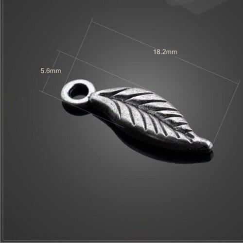 High quality 20 Pieces/Lot 5.5mm*18.2mm Antique Silver Plated Small Leaves Charm Metal Diy Jewelry Making Charms