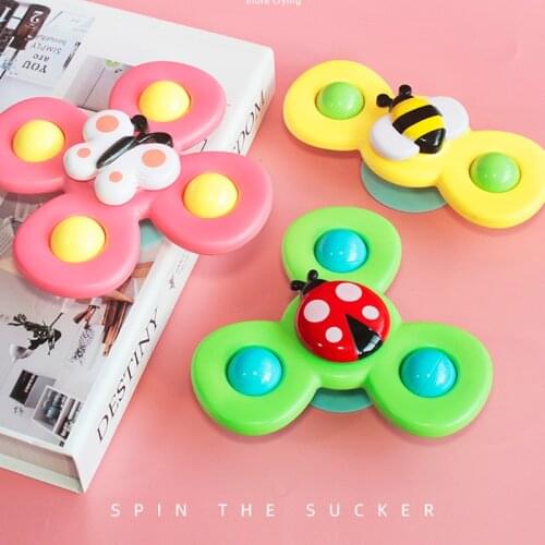 3pcs Cartoon Insect Baby Rattles Fidget Spinner For 0-12 Months Boys Girls ABS Gyro Toy Relief Stress Fingertip Toy For Kid Gift