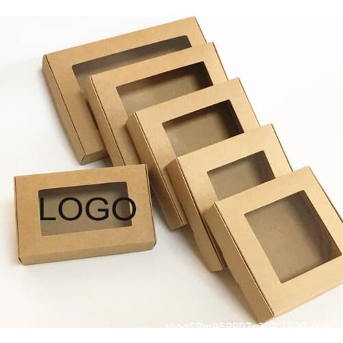 30pcs Custom Logo Paper Gift Box with Window Handmade Soap Box Jewelry Cookies Gift Candy Box Wedding Gift Box Party Decoration