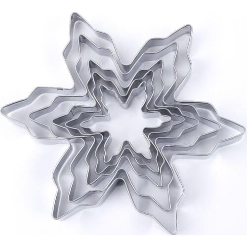 5pcs/Lot Snowflake Shape Cookie Cutter Stainless Steel Snow Form Cake Cookie Mold DIY Fondant Chocolate cake Decoration Mould