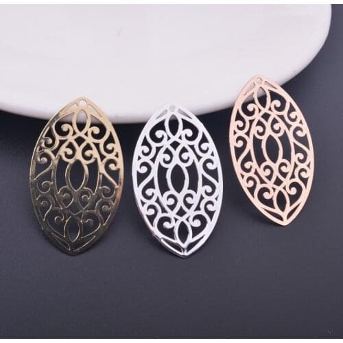 6pcs 36*21mm Rose gold Color Ellipse Charms Silver Plated DIY Jewelry Making