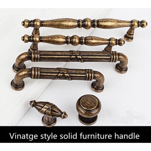 96mm 128mm retro style solid kitchen cabinet cupboard door handle antique brass drawer dresser wardrobe pull knob bronze handle