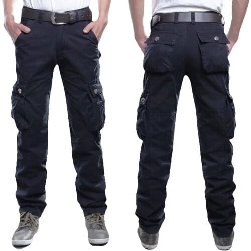 Mens Cargo Pants Casual Multi Pockets Military Tactical Pants Men Outwear Streetwear Army Straight Slacks Long Trousers Clothes
