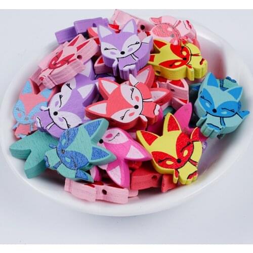 10/20/50Pcs Cartoon Animals Shape Wooden Beads Spacer Loose Wood Beads for Children Handcraft Bracelet Accessories Diy Jewelry