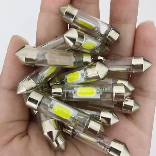 4x C5W COB Glass Car Led Filament Bulbs 41mm 39mm 36mm 31mm Car Interior Festoon Dome Reading Light Source Warm White Lamp