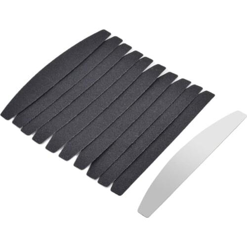 10pcs Black Removable SandPaper Nail File With Stainless Steel Handle Metal Replacement Nail Buffer For Manicure Tools