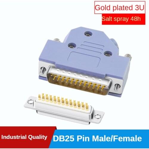 DB25 plug, 2 rows, 25-pin connector, 25P male and female connector, D-SUB25 connector, 45-degree shell serial port and oral