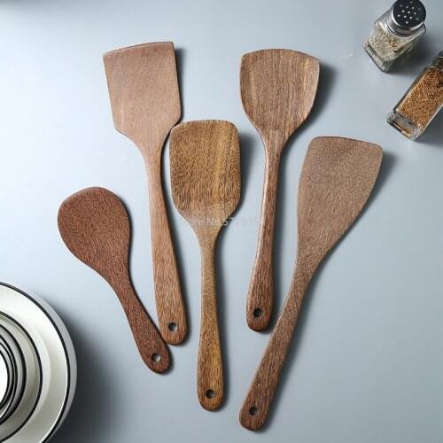 Japanese Style Unlacquered Wooden Shovel Wooden Spoon Chicken Wings Wooden Household Kitchen Utensils Long Handle Frying Shovel