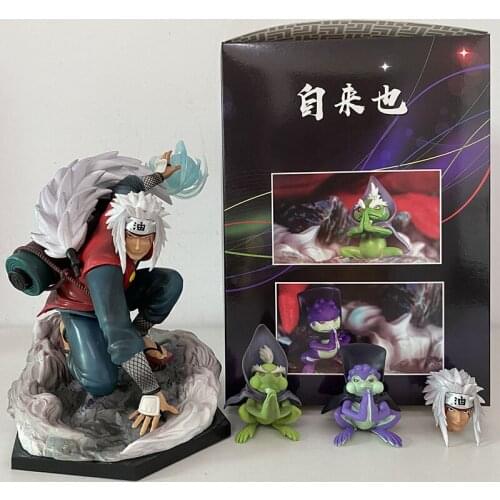 GK Jiraiya Action Figure Shippuden Anime Ninja Hama Sennin Statue With Shima Fukasaku Frog Toy Collection Model Toy Doll Gift