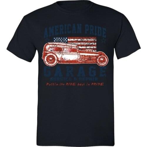 American Flag Distressed Car Garage 4th of July T-shirt USA Pride Shirt Black
