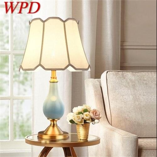 WPD Ceramic Table Lamps Brass Modern Luxury Fabric Desk Light Home Decorative for Living Room Dining Room Bedroom