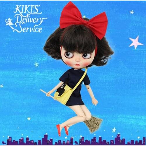 Kikis Delivery Service Outfits for Blyth doll dress with hairband broom,bag and shoessuit for 1/6 azone BJD icy dbs