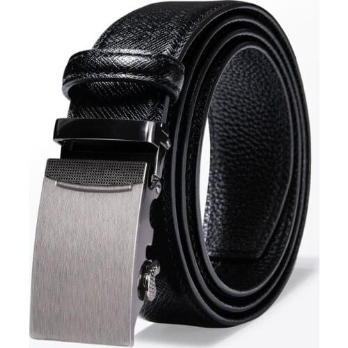 Leather Belt Sliver Metal Top Quality Genuine Luxury for Men Strap Male Black Dots Buckle , Make Your Fashion Level up Adult Men