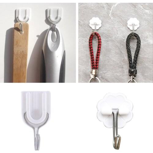 Clothes Hook White U-shaped Plum Blossom-shaped Small Plastic Sticky Hook Robe Hat Bag Key Wall-mounted Multifunctional Hook
