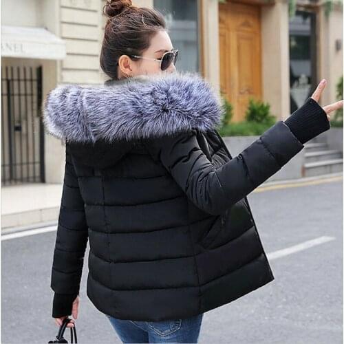 Plus Size XS-2XL Women Winter Coat Fake Fur Collar Woman Parka short Outwear Warm Down Jacket Winter Jacket Female Coat New 2021