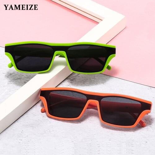YAMEIZE 2021 Small Rectangle Sunglasses Women Men Vintage Sunglasses Flat Top Retro Square Sun Glasses Oculos Lunette De Sol