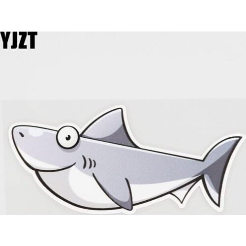 YJZT 13.5CMX6CM Lovely Shark Car Sticker Cartoon Shark Pvc Decal Accessories 6A-0190