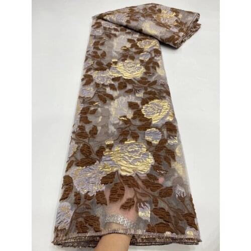 2021 Latest Luxury Jacquard Brocade Lace Fabric Nigerian Tulle Net Lace Fabric African Organza Fabric For Wedding Party MD44451