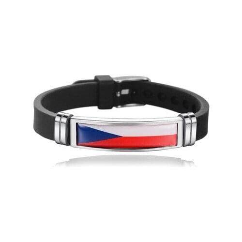 New Czech Republic Flag Bangles Sporty Style Stainless Steel Silicone Czech Republic Country Flag Bracelets Jewellery