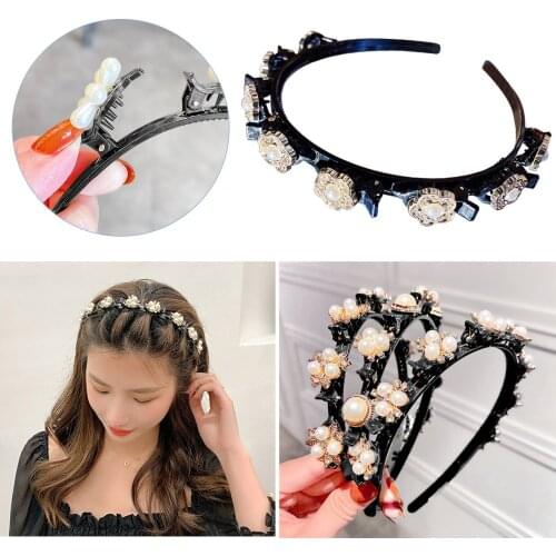 4 Type Non-Slip Alice Hairband Pearl Headband Women Hair Bands Hoop Claws Clips Double Bangs Hairstyle Hair Accessories Hairpins