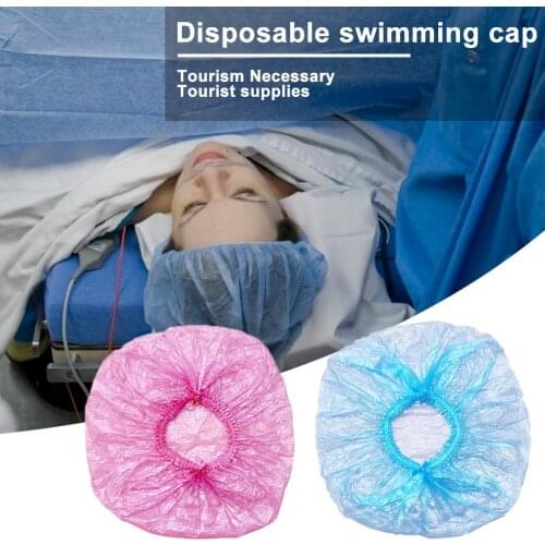 100pcs/lot Disposable Shower Caps Hat Clear Spa Hair Salon Hotel One-Off Bathing Elastic Shower Cap Bathroom Products Bath Caps