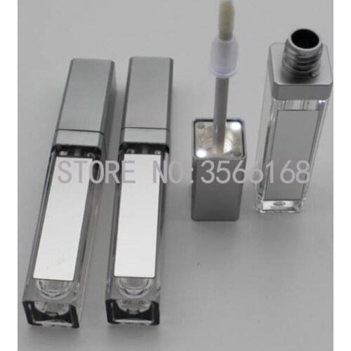 10/30/50pcs 7.5ml Empty Makeup DIY Lip gloss bottle Black/silver Square Lip Gloss Tube with LED Light mirror Labial glair bottle