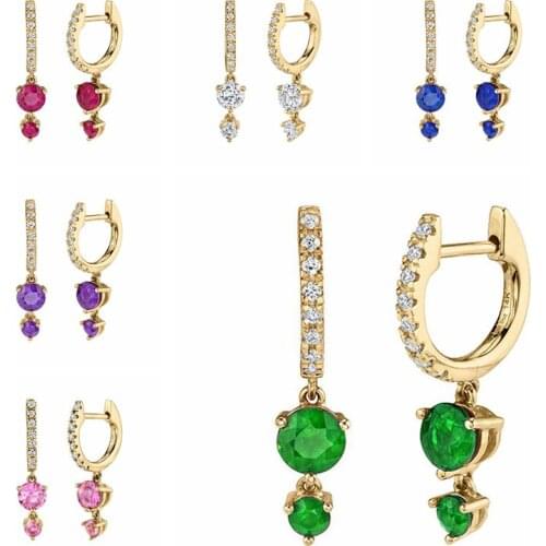 925 Sterling Silver Luxury Crystal Pendant Hoop Earrings For Women Wedding Engagement Party Fine Tassel Long Jewelry Earrings