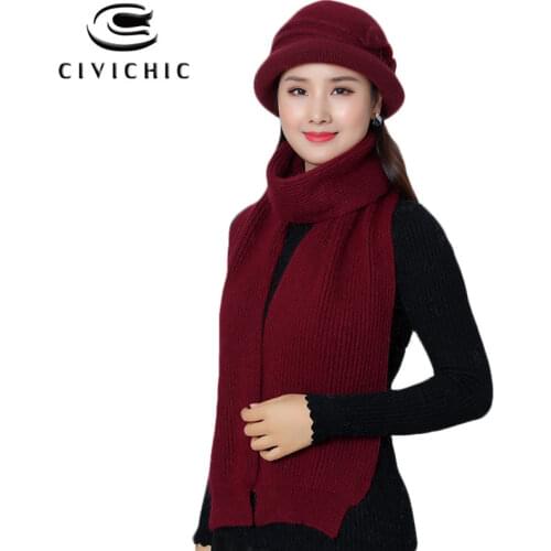 Chic Autumn Winter Old Woman Knit Hat Scarf 2 PCS Set Granny Rabbit Fur Crochet Retro Cap Thick Shawl Warm Bonnet Headwear SH137