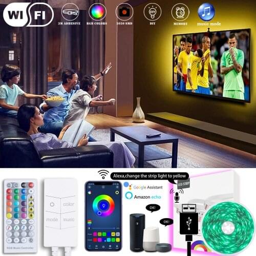 PIRTSDEL Led Lights Strips 5V USB Controller 5050 Waterproof WIFI RGB Flexible Tape LED Ribbon 5M 4M 3M With Phone APP Control