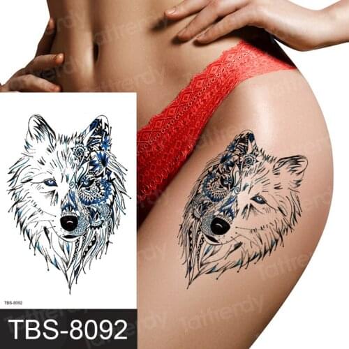 Tattoo sticker men women wolf yin yang black henna tattoo waterproof waterdecals sexy body art fake tatoo leg arm wrist sleeves
