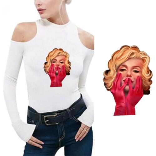 Sexy Marilyn Monroe Vinyl Heat Transfers Patch Iron On Patches A-Level Thermal Stickers for Clothes DIY Decoration Washable 2018
