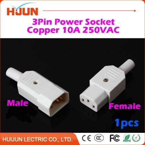 1Pcs High Quality 3 Pin Male & Female Power Socket Copper Inlet Connector Plug 10A 250VAC Computer Electric Cooker Electrombile