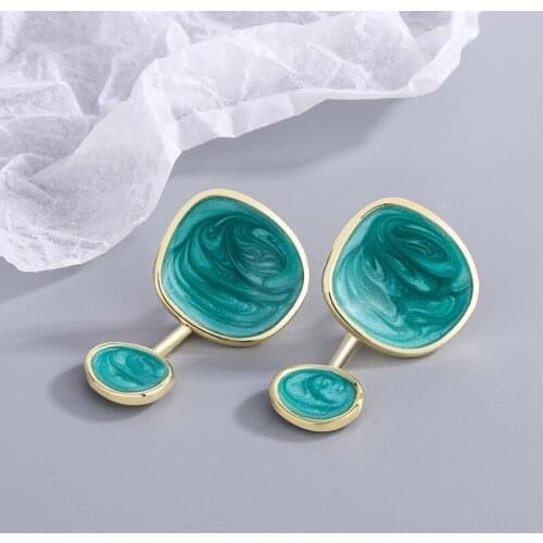 Morivovog 925 Sterling Silver Asymmetry Big Long Earrings for Women Drop Glaze Exaggeration Modern Earring 2021 Hawaii Jewelry