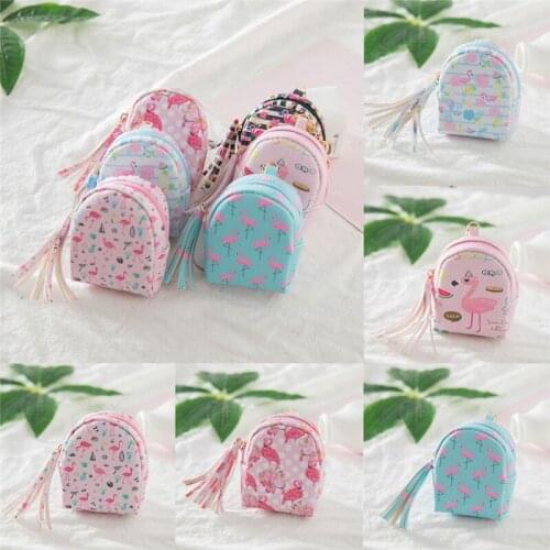 Women Mini Flamingo Coin Bag Wallet Hand Pouch Purse Key Chain Keyring
