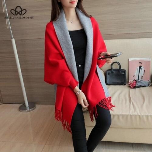 Womens Sweaters Cardigan Tassel Shawl Cape Jacket Long Sleeve Open Stitch Fashion Casual Loose Autumn Winter Coat