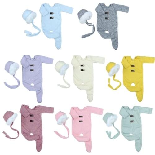 1 Set Newborn Photography Props Suit Jumpsuit Hat Infant Photo Shooting Outfits
